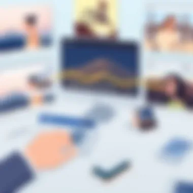 An artistic representation of digital platforms displaying photographic work.