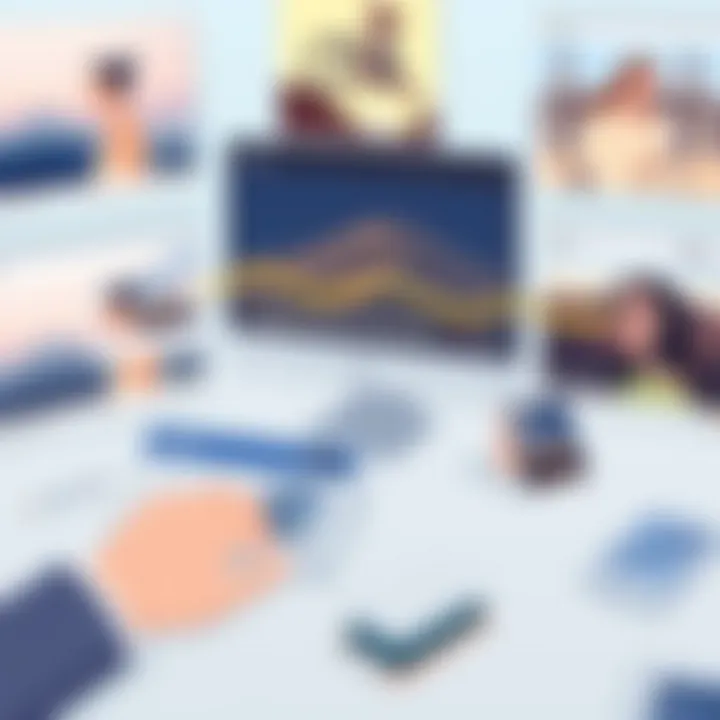 An artistic representation of digital platforms displaying photographic work.