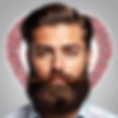 Celebrating Beard Styles in Romance A heart-shaped collage of different beard styles symbolizing romance.