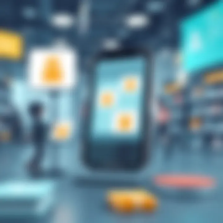 Transaction Processes in Digital Marketplace Illustration of transaction processes in a digital environment