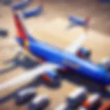 Southwest Airlines aircraft at a bustling airport gate