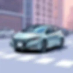 Nissan Leaf in a city environment showcasing its design