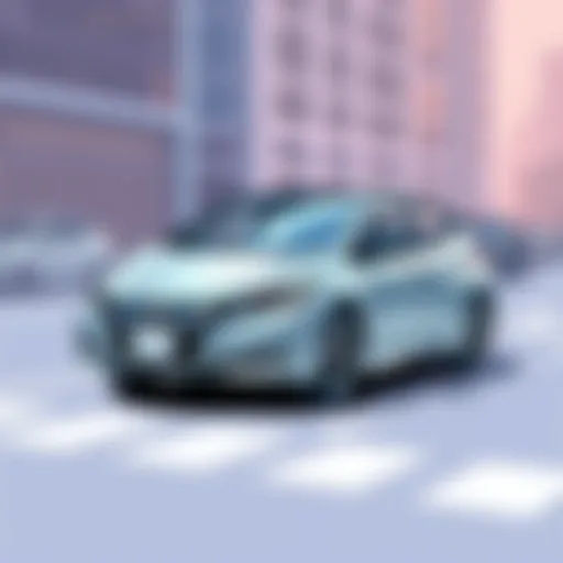 Nissan Leaf in a city environment showcasing its design