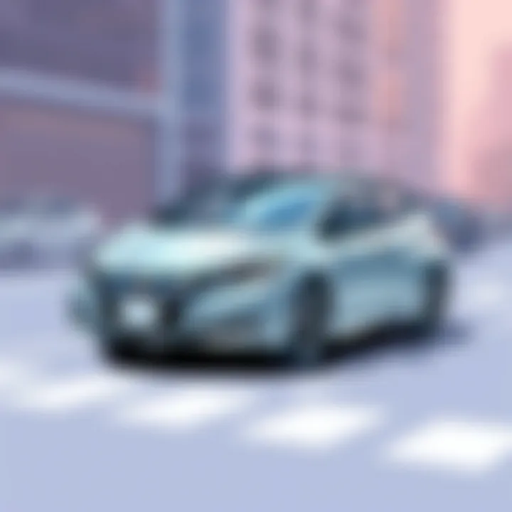 Nissan Leaf in a city environment showcasing its design