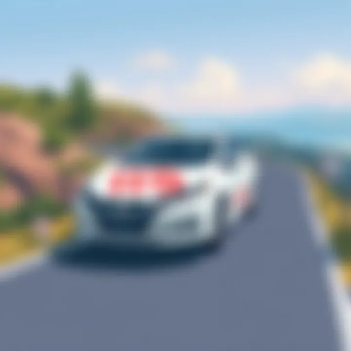 Scenic drive featuring Nissan Leaf on a winding road