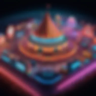 Digital Landscape of One Bit Circus A digital landscape showcasing the fusion of technology and entertainment