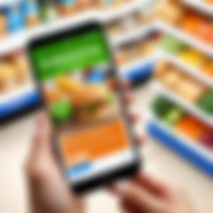 Online food shopping on smartphone