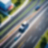 Aerial view of car on road