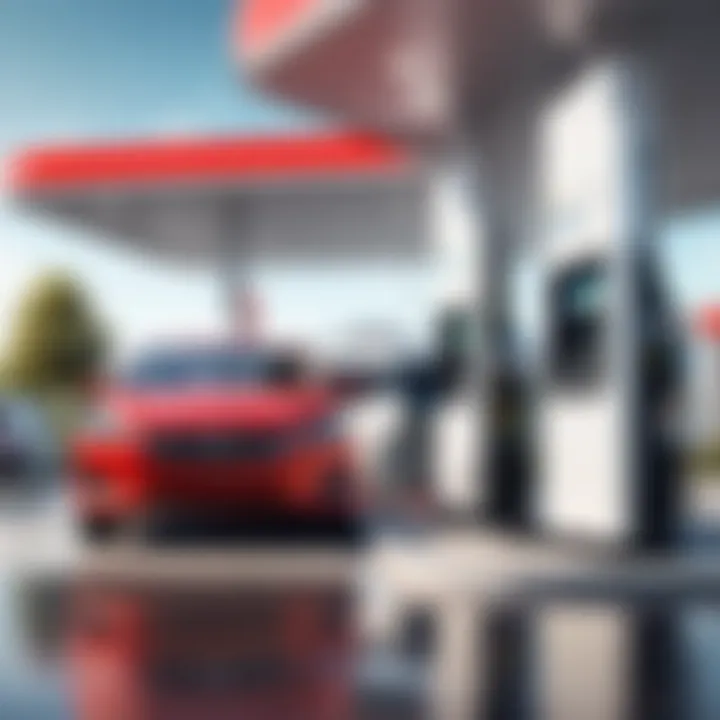 Car refueling at a modern gas station