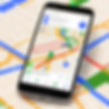 Smartphone with Google Maps app displayed