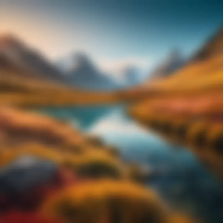 A vibrant landscape photo showcasing the subject against a blurred background