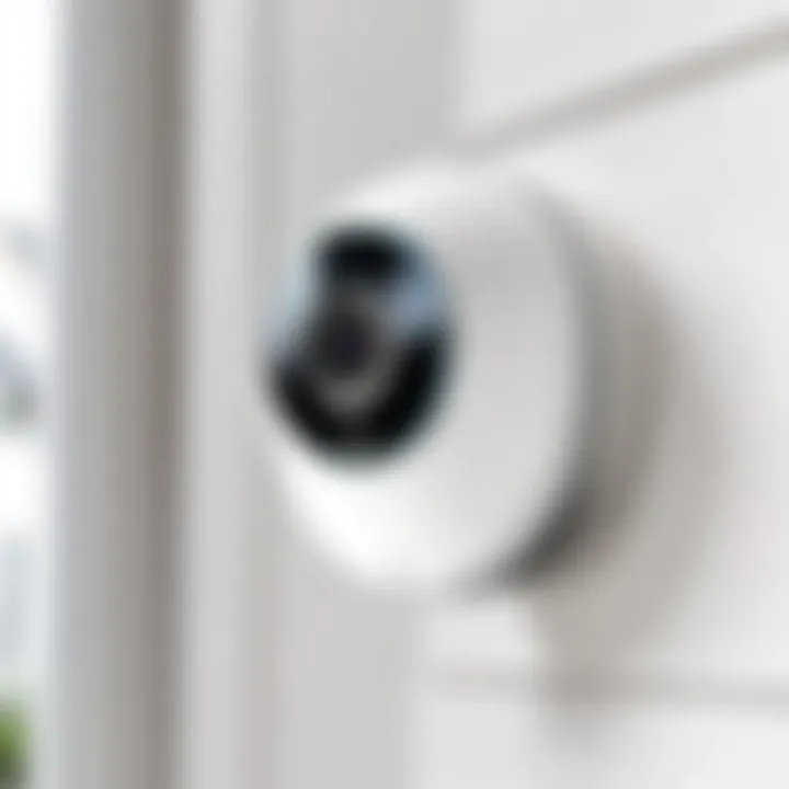 A modern ring security camera installed at a residential entrance.