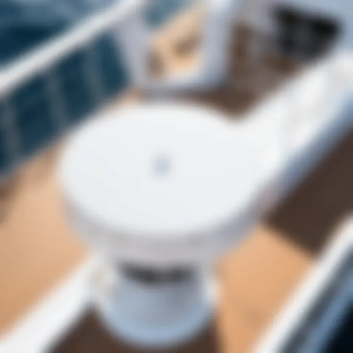 Satellite internet antenna on a cruise ship deck