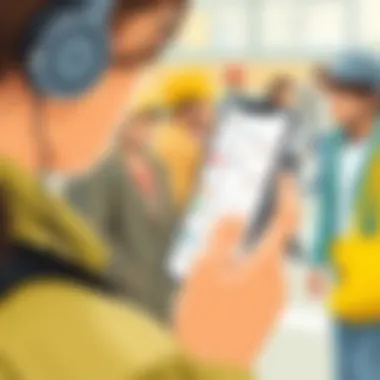 Real-Time Communication Across Cultures A close-up of a person using a smartphone for instant translation in a multicultural setting.
