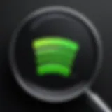 Illustration of Spotify logo with a magnifying glass