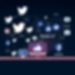 Illustration depicting the evolution of Twitter and Facebook