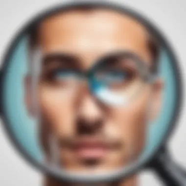 Magnifying glass revealing hidden profiles