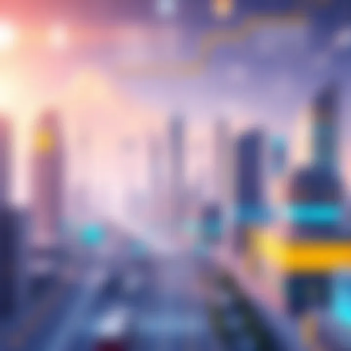 Smart City: The Future of IoT and AI A futuristic city landscape showcasing smart technologies