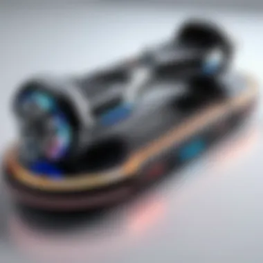 Hoverboard Charging Station A modern hoverboard charging on a stylish platform