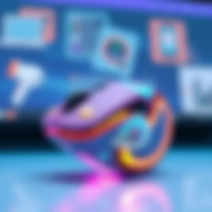 A colorful wireless mouse with a quirky design