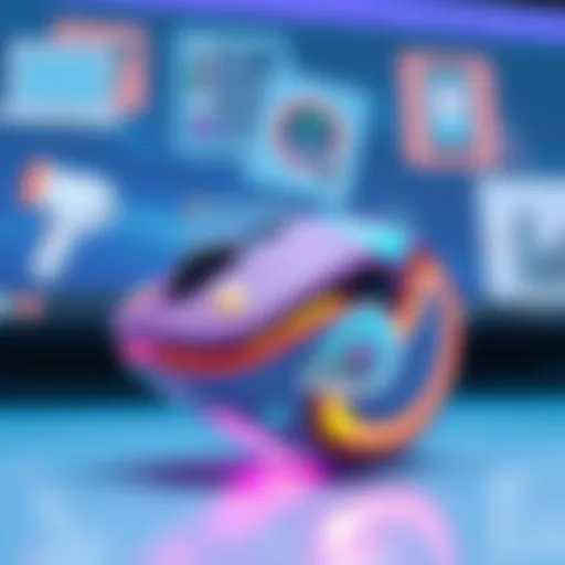 Playful Wireless Mouse Design A colorful wireless mouse with a quirky design