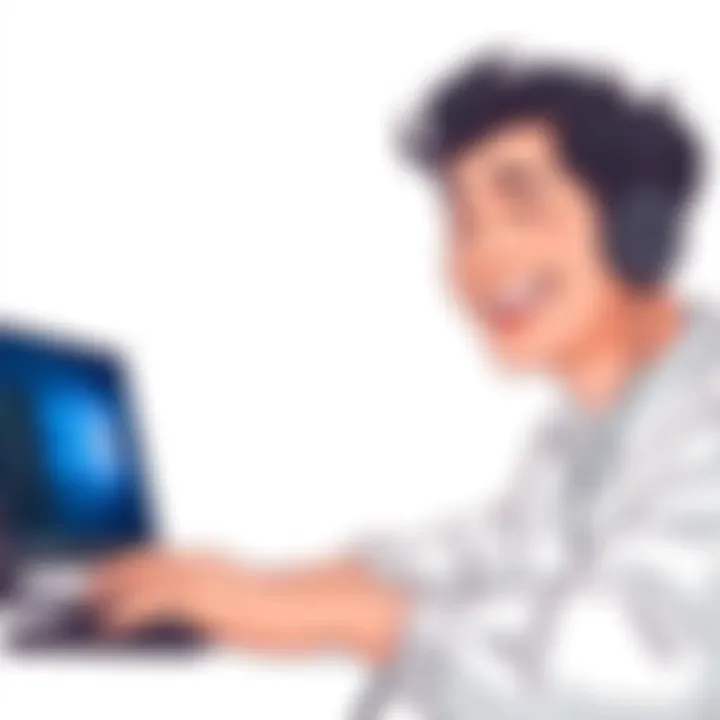 An individual using a funny wireless mouse with a smile