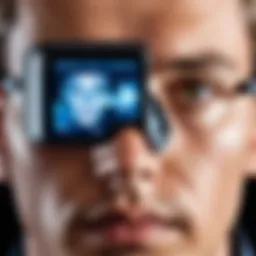 Close-up of a face scanning device in operation