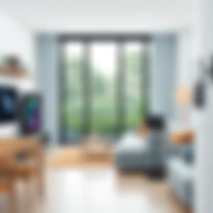 Illustration of the Nest Cam IQ installed in a modern home setting