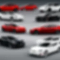 Tesla vehicle lineup showcasing various models
