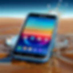 Samsung phone showcasing waterproof design