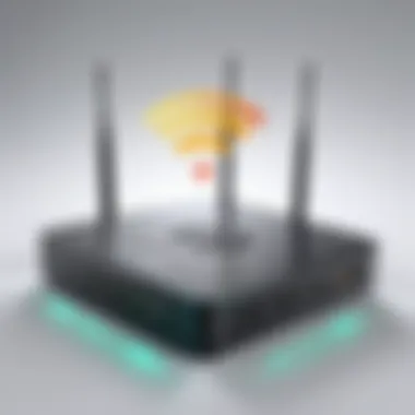 Illustration showcasing a WiFi firewall device with a secure network