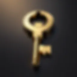 Abstract design of a golden key representing unlocking benefits