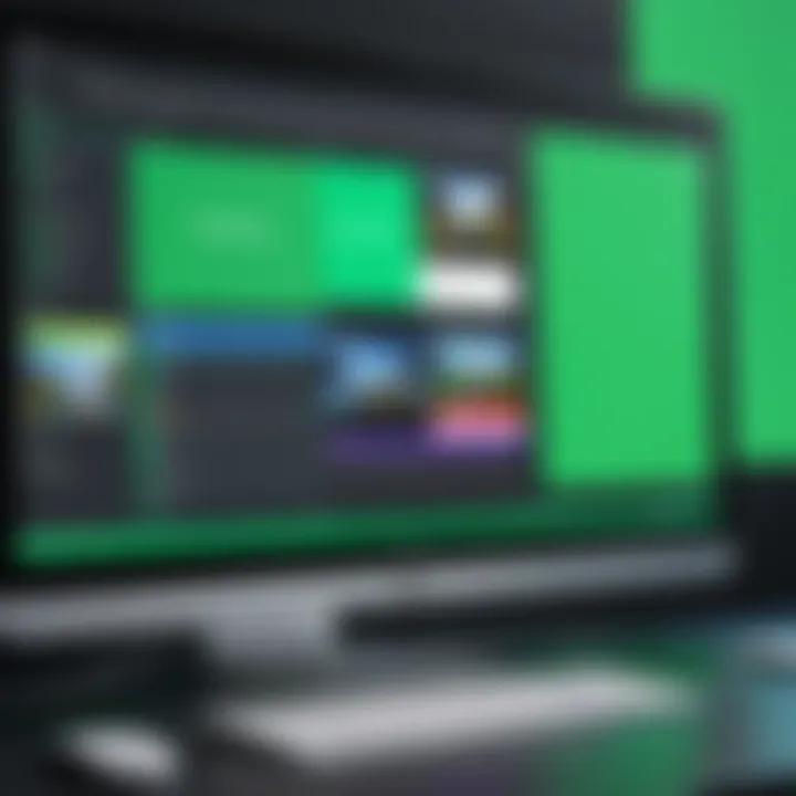 A screenshot of popular video editing software with green screen tools highlighted