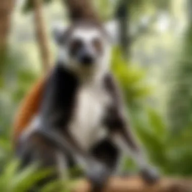 Majestic Brinc Lemur in its Verdant Habitat Majestic Brinc Lemur in its Verdant Habitat