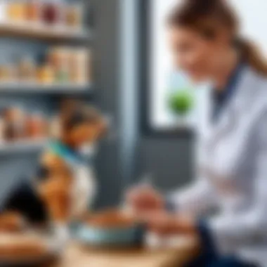 Vet Advising Premium Dog Food Choice Veterinarian recommending premium dog food to pet owner
