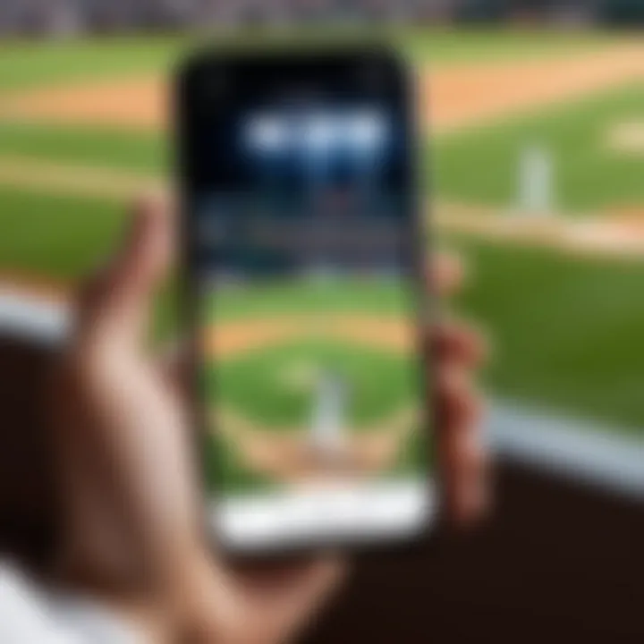 Person streaming baseball on iPhone