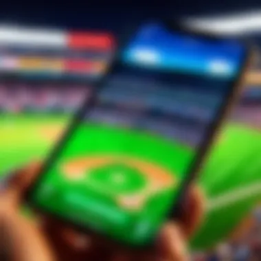 Baseball game on iPhone screen with vibrant colors