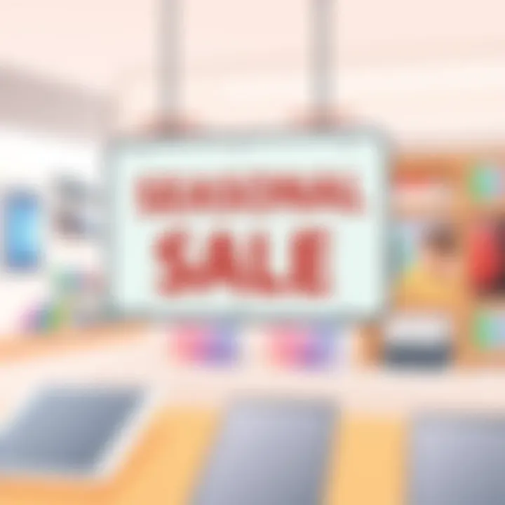 Seasonal sale sign in a mobile phone store