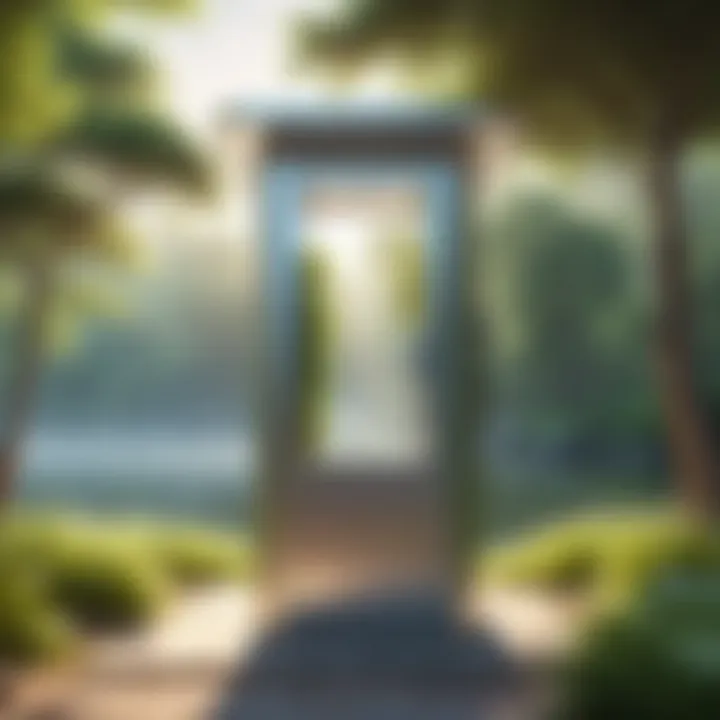 Zen phone booth in serene nature setting